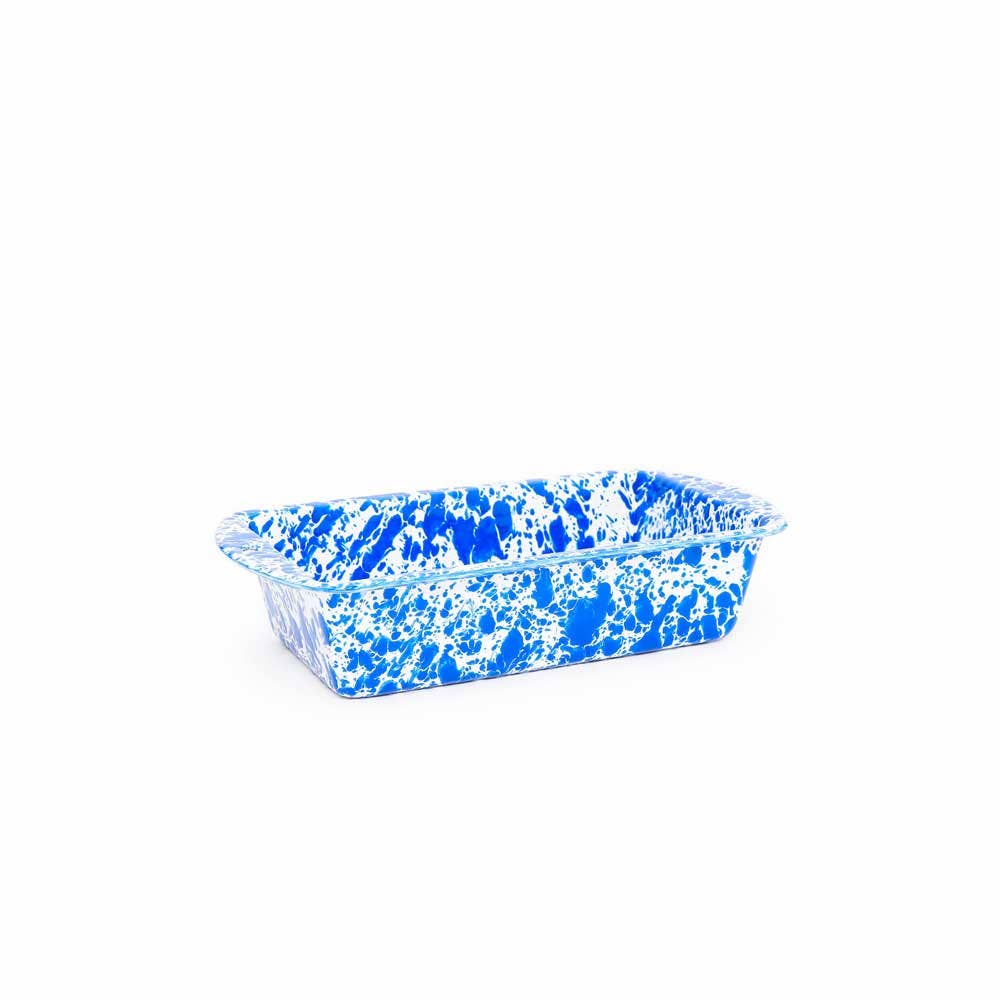 Splatter Enamelware Loaf Pan: Blue Splatter