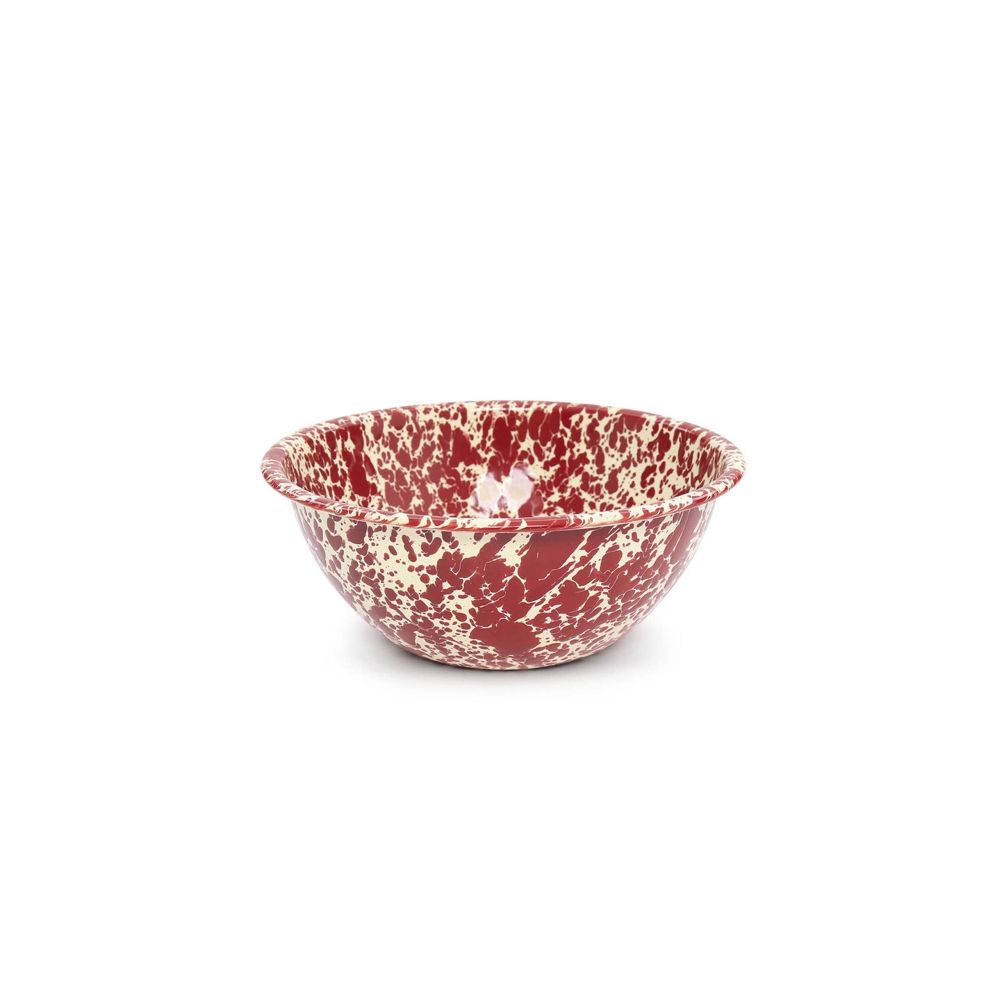 Splatter Enamelware Small Serving Bowl: Red & White