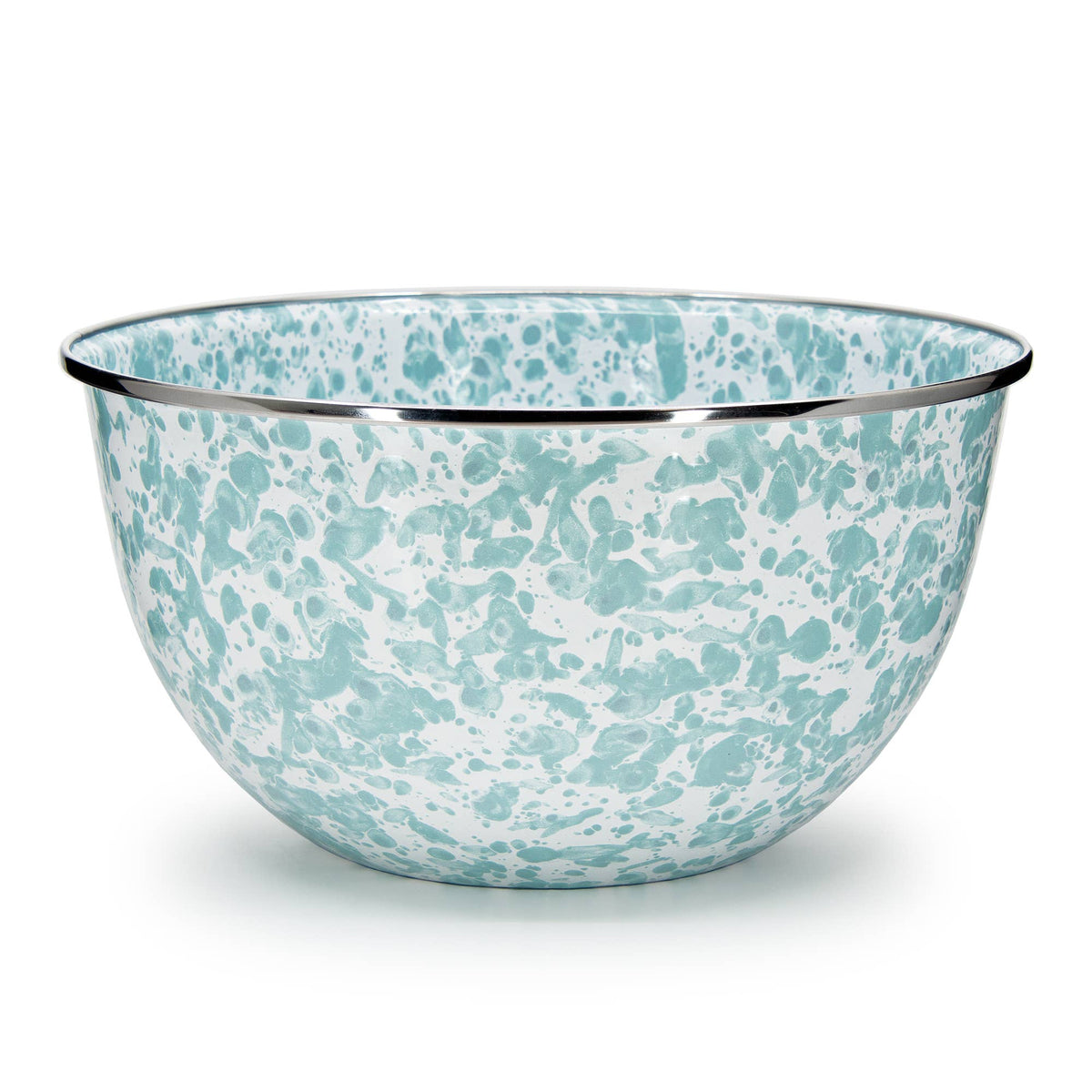 Golden Rabbit Enamelware Swirl Large Salad Bowl: Taupe Swirl