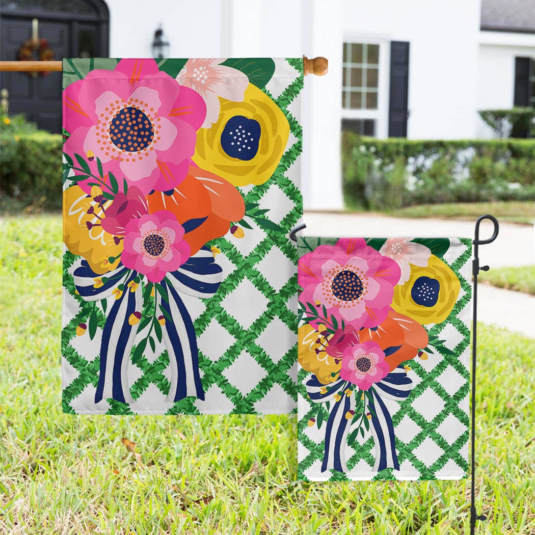 Flags - Preppy Florals with Vines: Double Sided / Garden