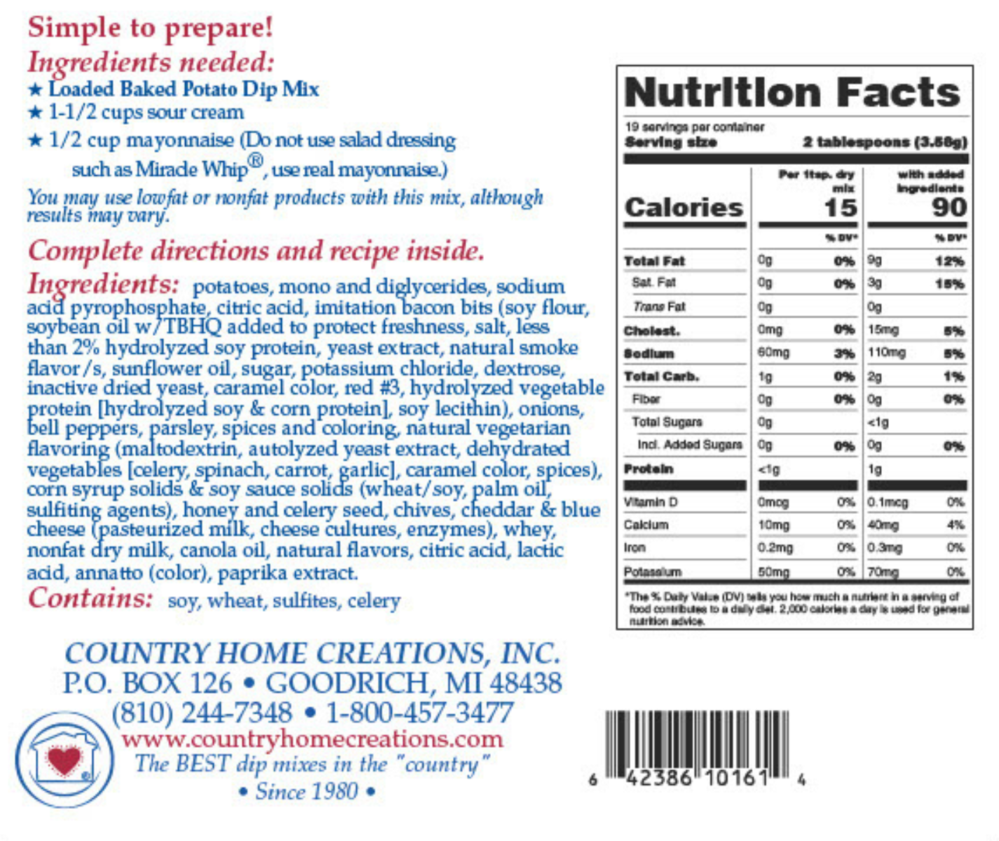 CHC - Loaded Baked Potato Dip Mix