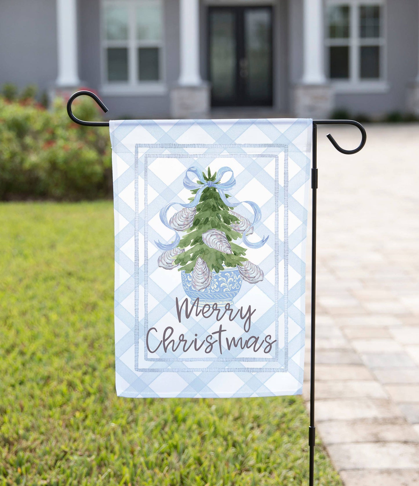 Merry Christmas Coastal Tree Garden Flag: 12" x 18" - Double-Sided