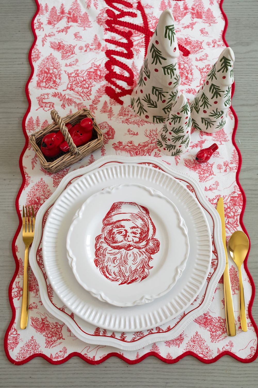 Mud Pie - Santa Toile - Dessert Plate