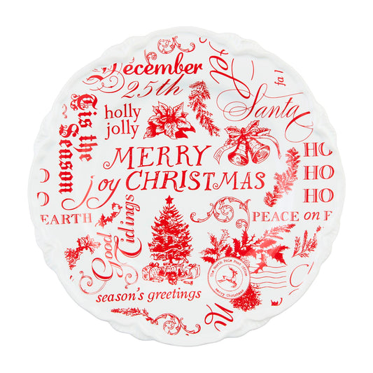Mud Pie - Christmas Word Print - Dessert Plate