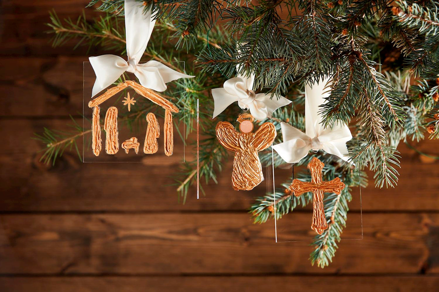 Mud Pie - Gold Nativity Family - Acrylic Ornament