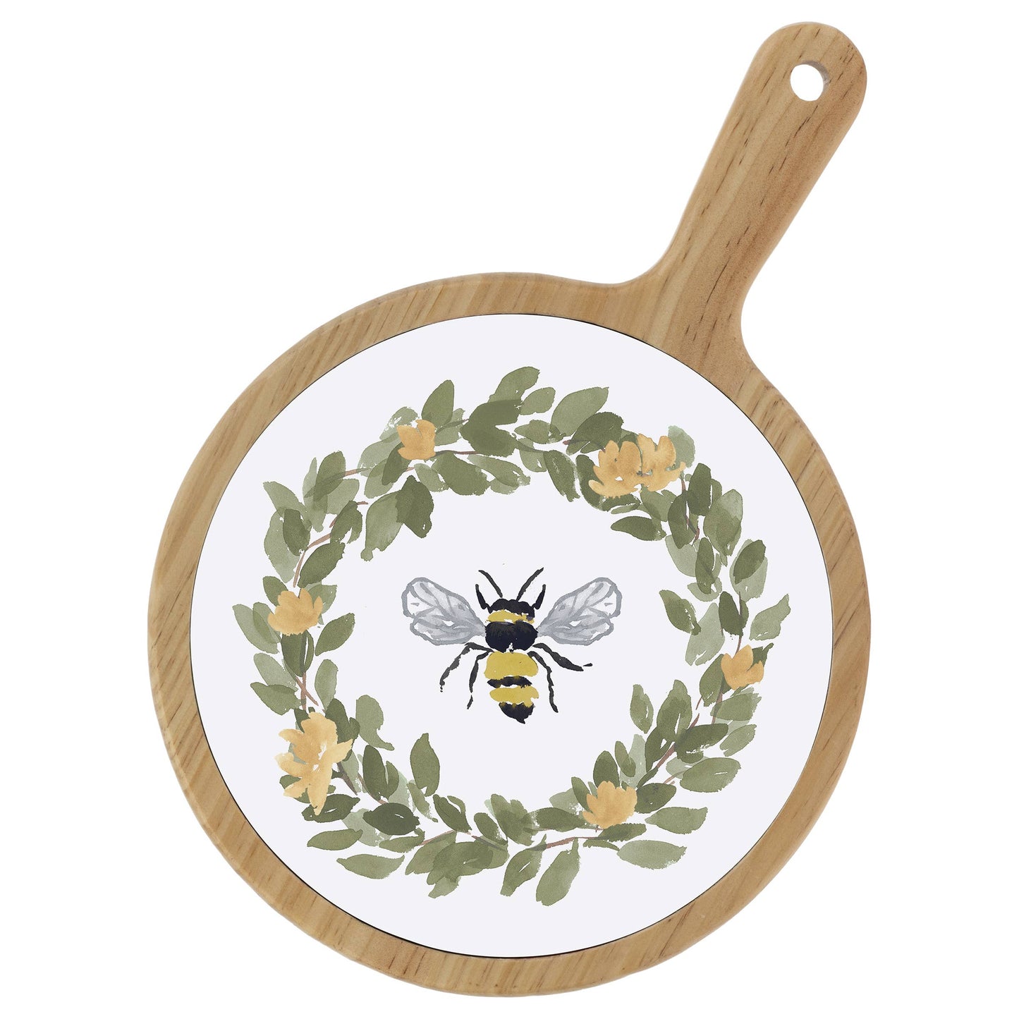 12" Bee Field Bamboo & Ceramic Cheese board