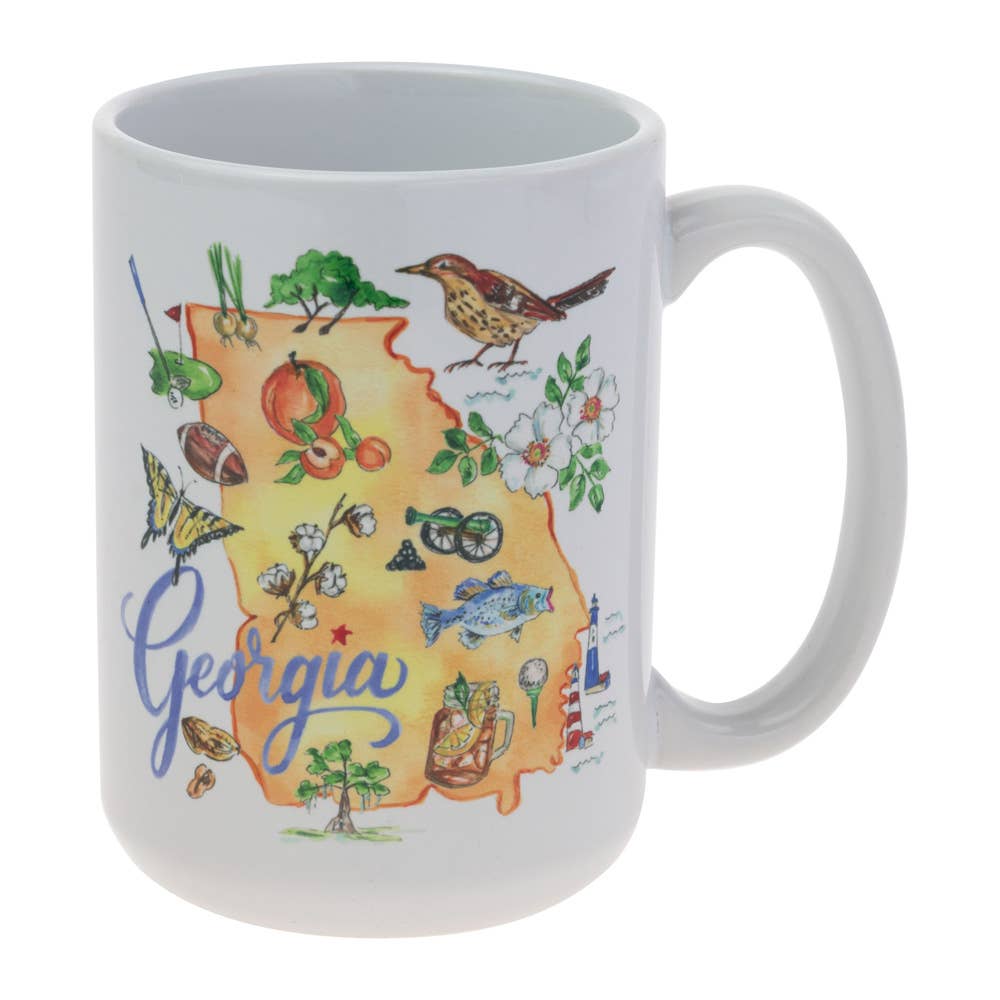 GA State Collection Ceramic 15 oz Mug Georgia Rosanne Beck