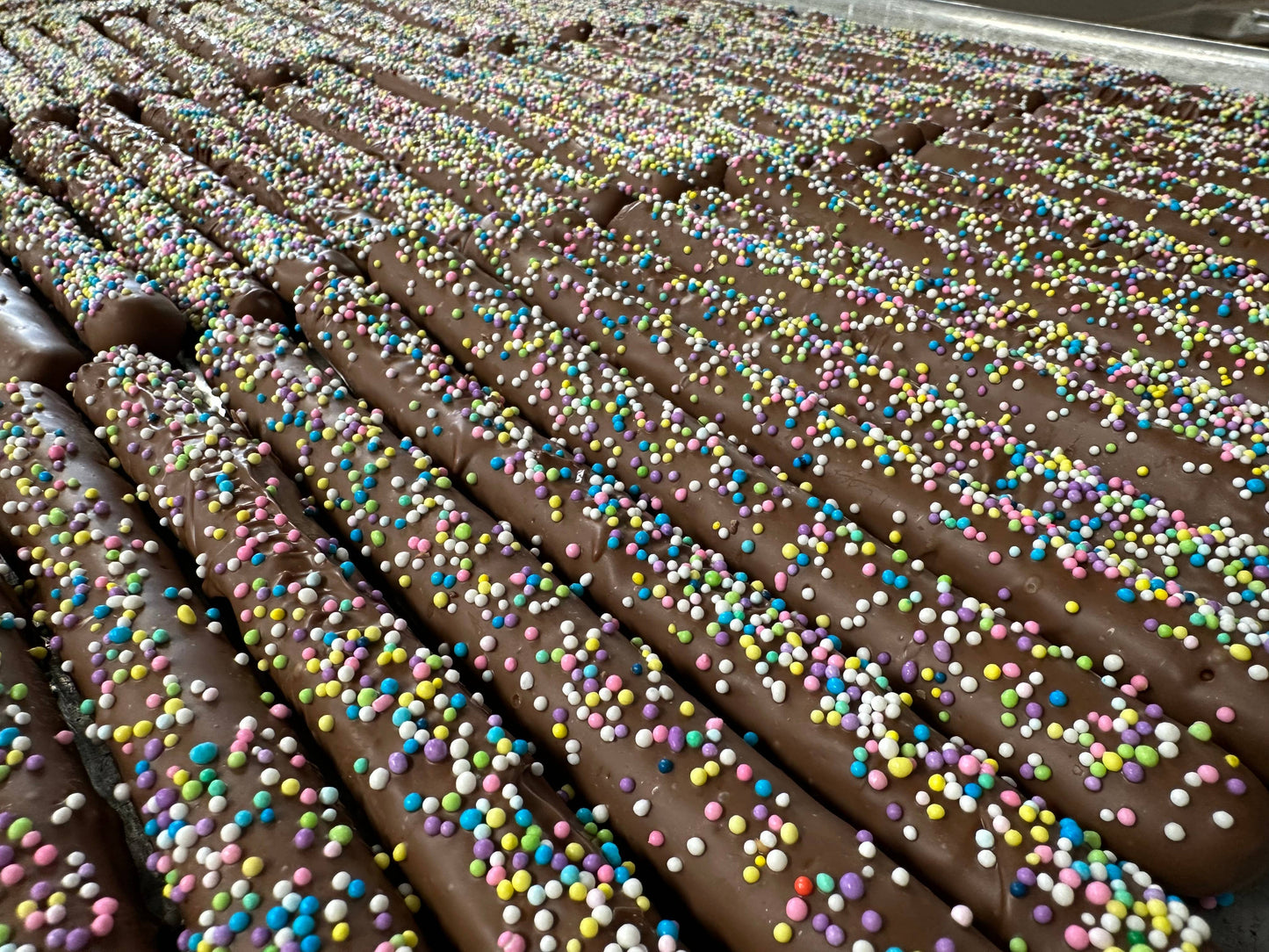 Easter Pretzel Rods Milk Chocolate w/ Spring Pariels 3 PACK