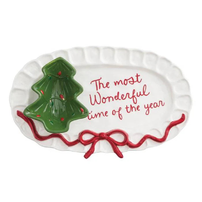 Mud Pie Bow Tree Platter and Tidbit Bowl