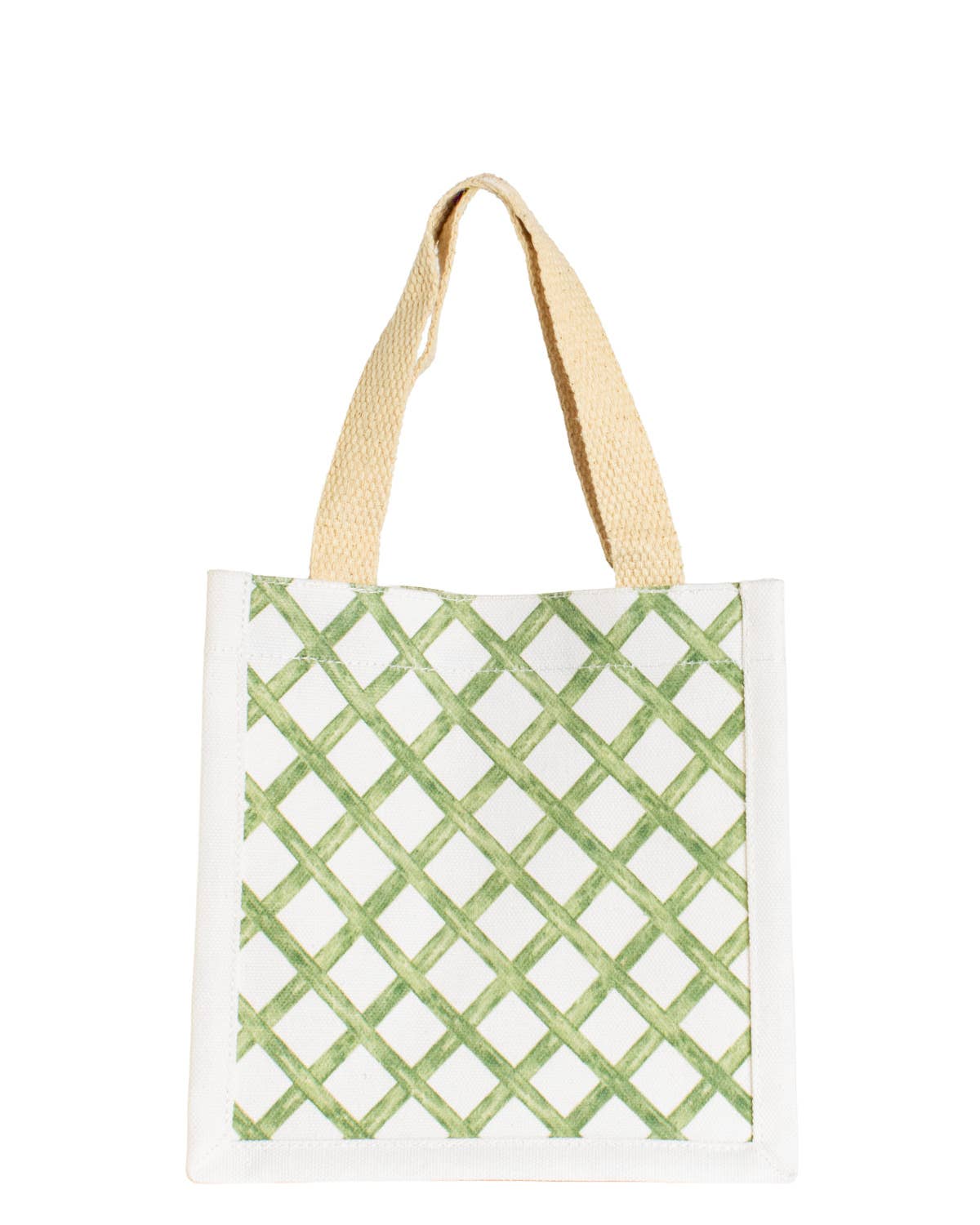 Watercolor Trellis Petite Gift Tote White/Green 7x7x5