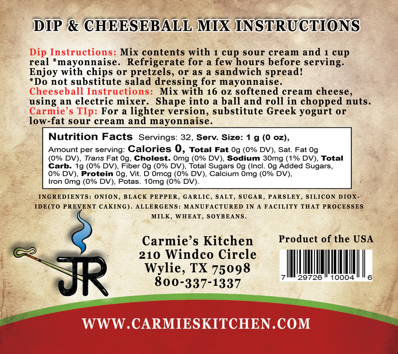 Carmie's - JR's Ranch Dip Mix