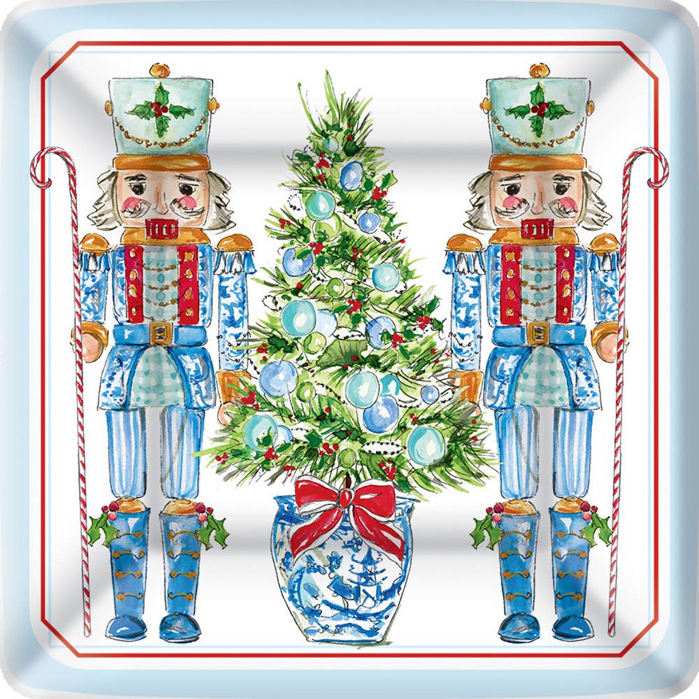 BI - 8 Pack Blue Nutcrackers Square Paper Plate - 7"