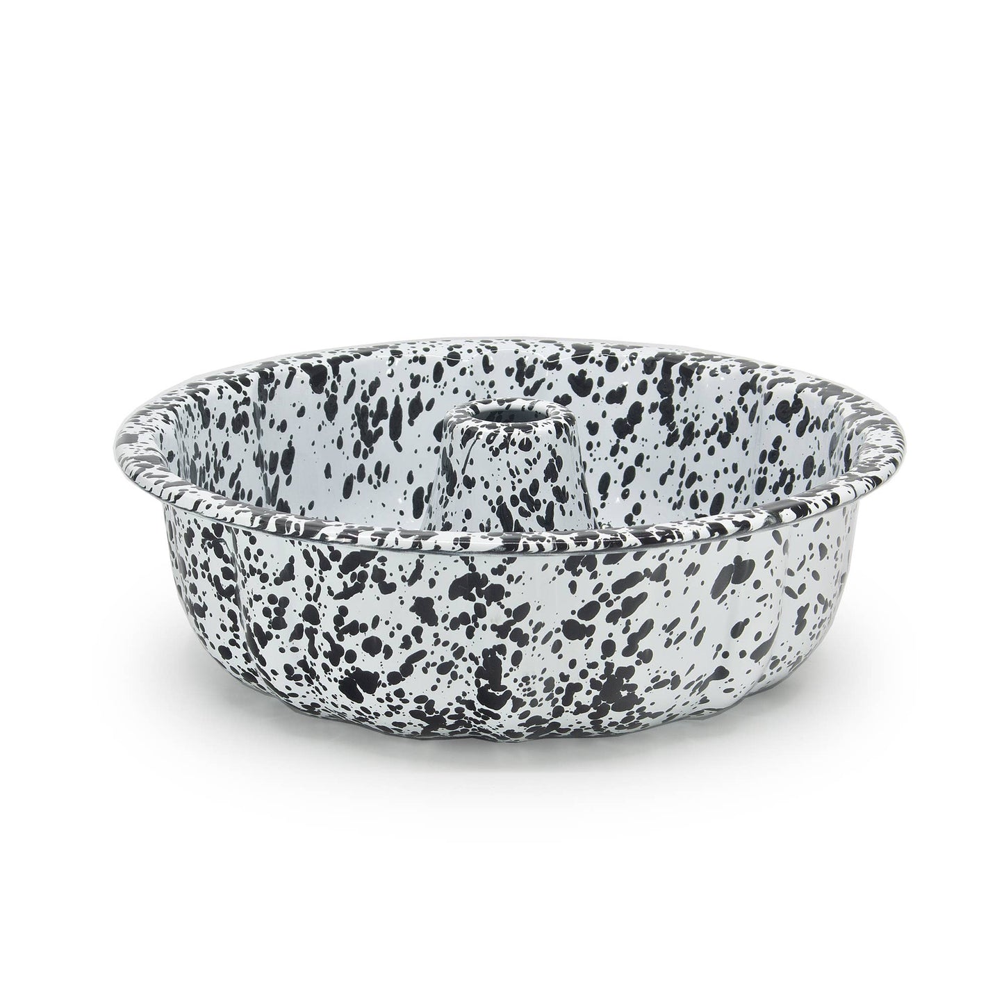 Splatter Enamelware Bundt Pan: Blue Splatter