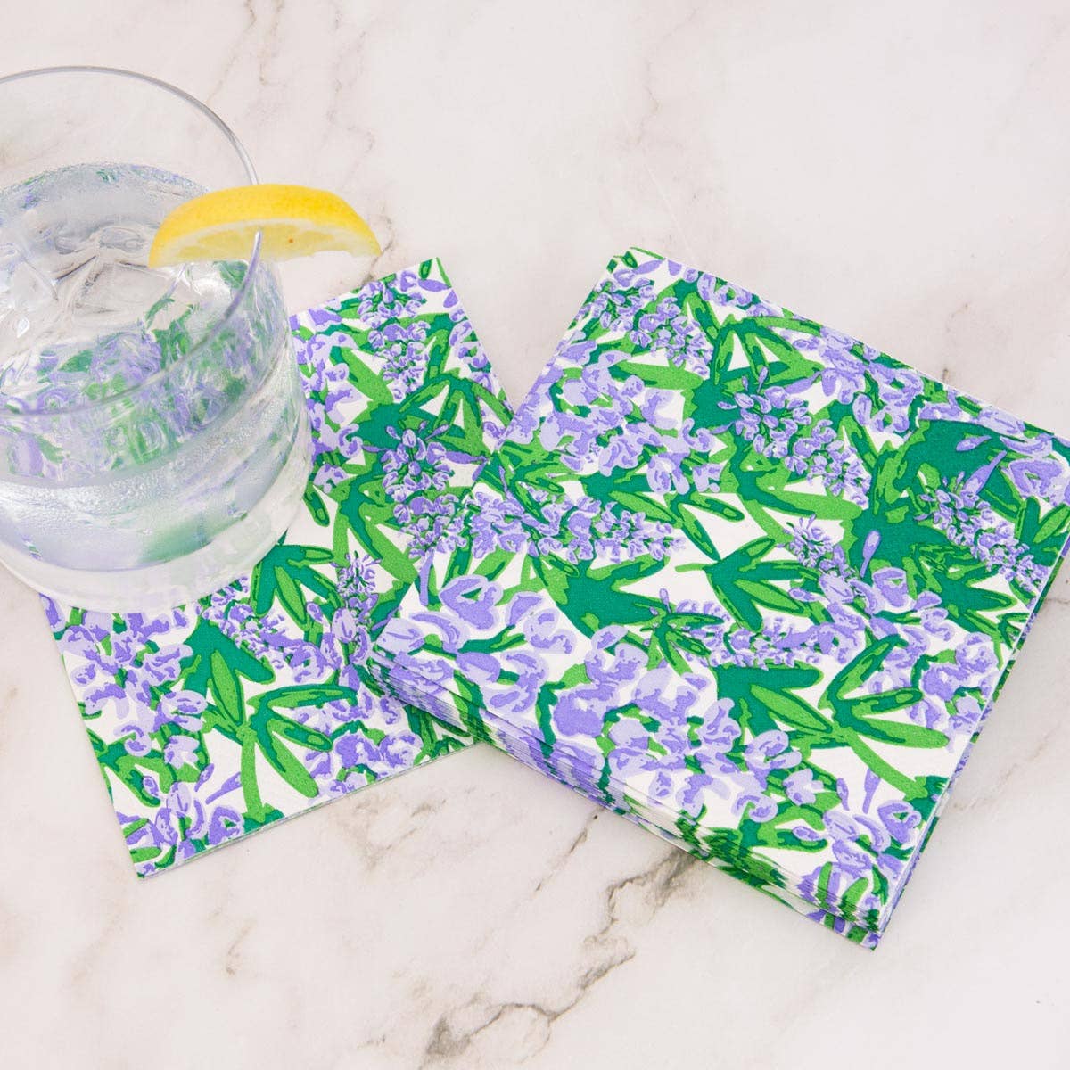 Blue Bonnet Cocktail Napkins    Blue/Green/Purple   5"