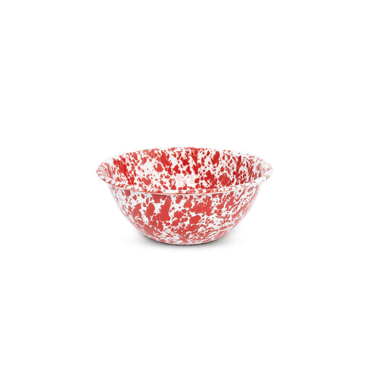 Splatter Enamelware Small Serving Bowl: Red & White