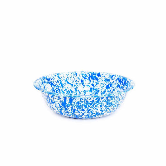 Splatterware - Enamelware Small Basin 4 qt, 12.25": Blue & White