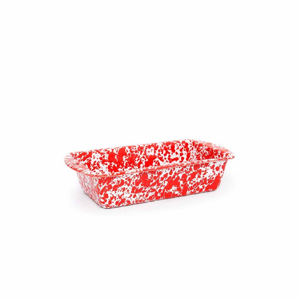 Splatter Enamelware Loaf Pan: Red Splatter