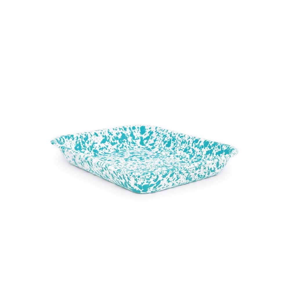 Splatter Enamelware Large Open Roaster: Blue Splatter