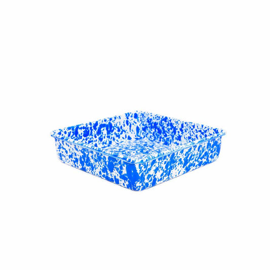 Crow Canyon Enamelware Splatter Square Brownie Pan: Blue Splatter