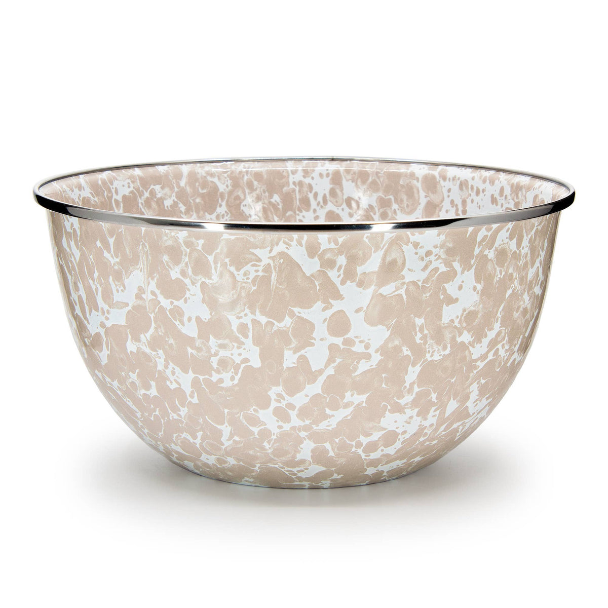 Golden Rabbit Enamelware Swirl Large Salad Bowl: Taupe Swirl