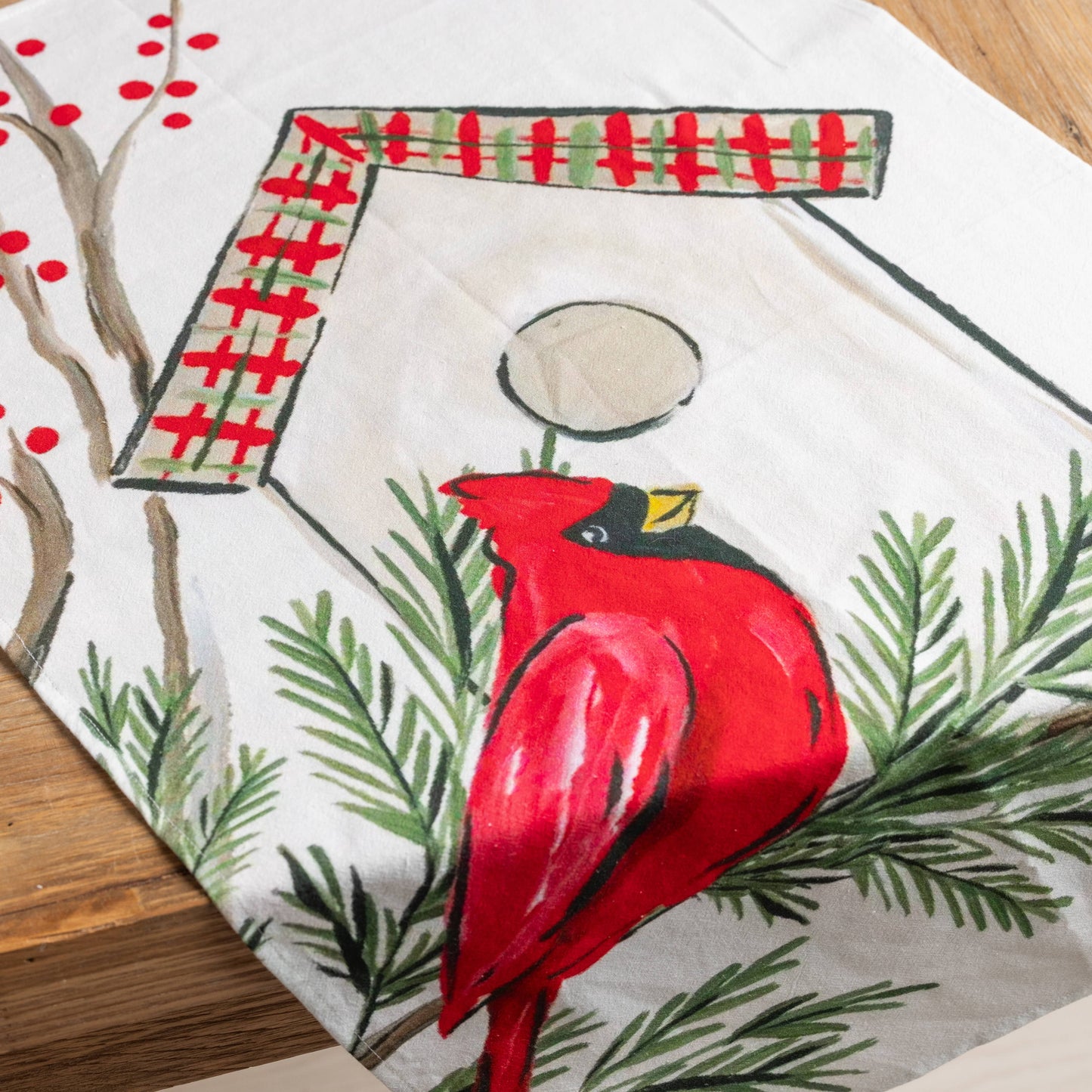 Multicolor Cardinal Cotton Tea Towel Christmas Kitchen Decor