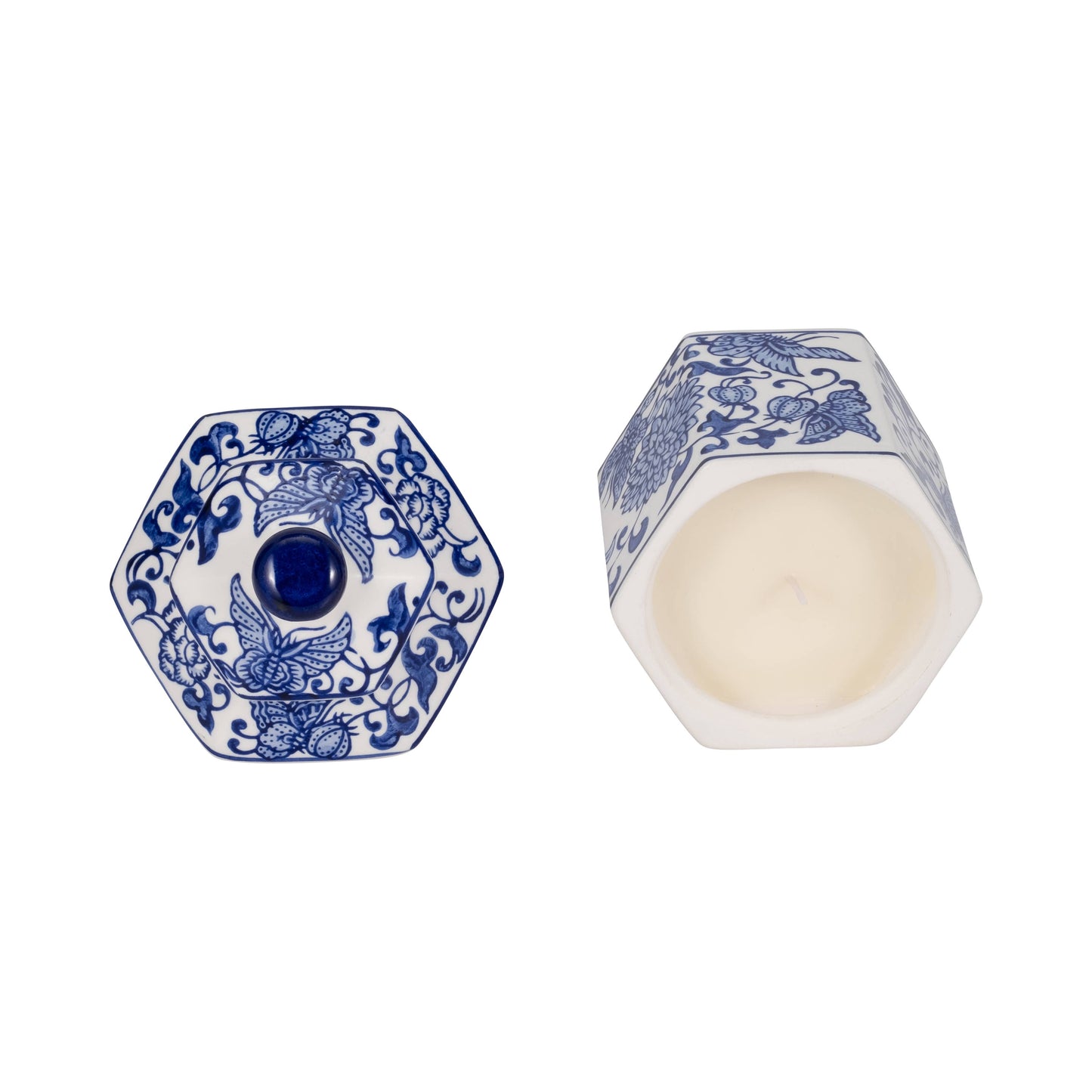 Ceramic Sandalwood Myrrh Chinoiserie Candle - Blue, 6 Oz