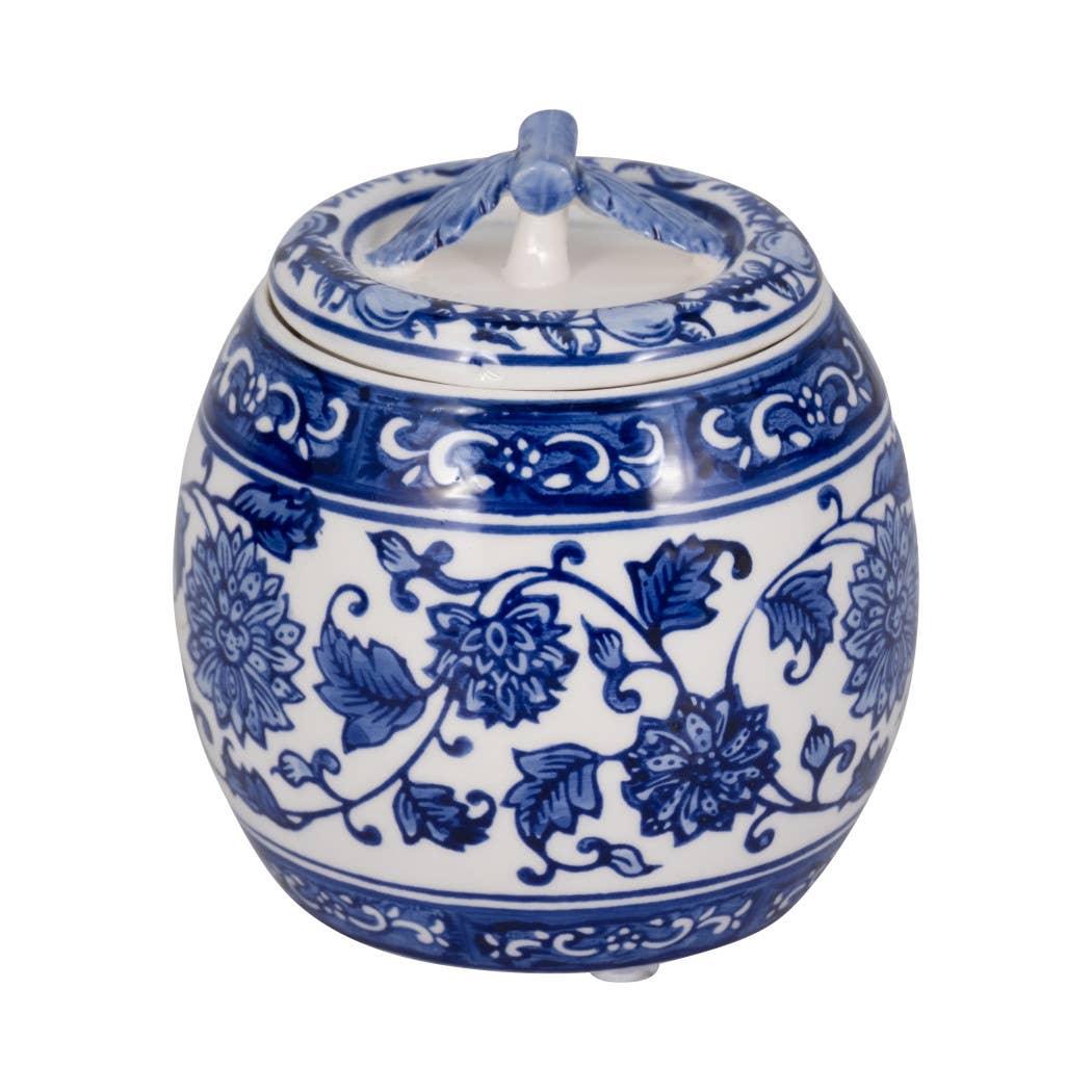 Blue/White 5 in. 8.5 Oz Peony Chinoiserie Lidded Candle