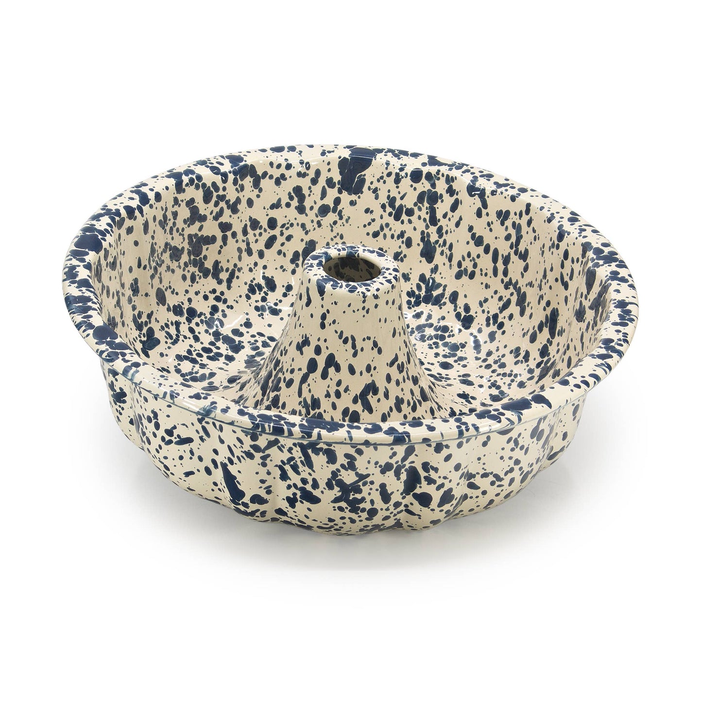Splatter Enamelware Bundt Pan: Blue Splatter