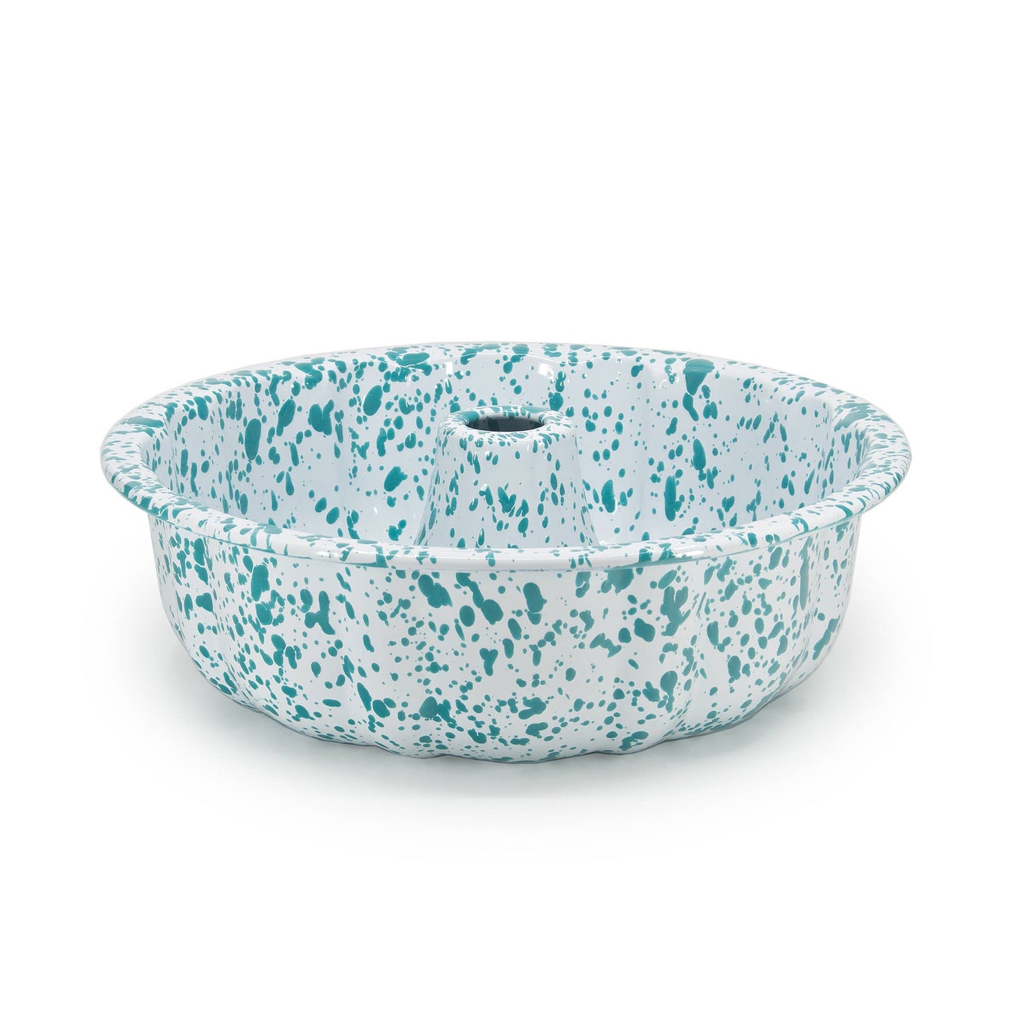 Splatter Enamelware Bundt Pan: Blue Splatter