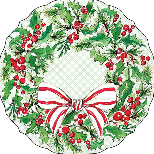 Shaped Lunch Napkins Pack of 12 Holly Berry Wreath Christmas