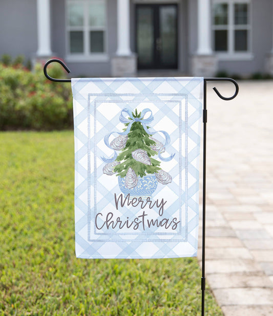 Merry Christmas Coastal Tree Garden Flag: 12" x 18" - Double-Sided