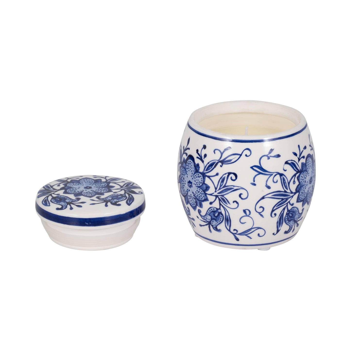 5 in. Blue Verbena Chinoiserie Candle Stoneware, 8 oz
