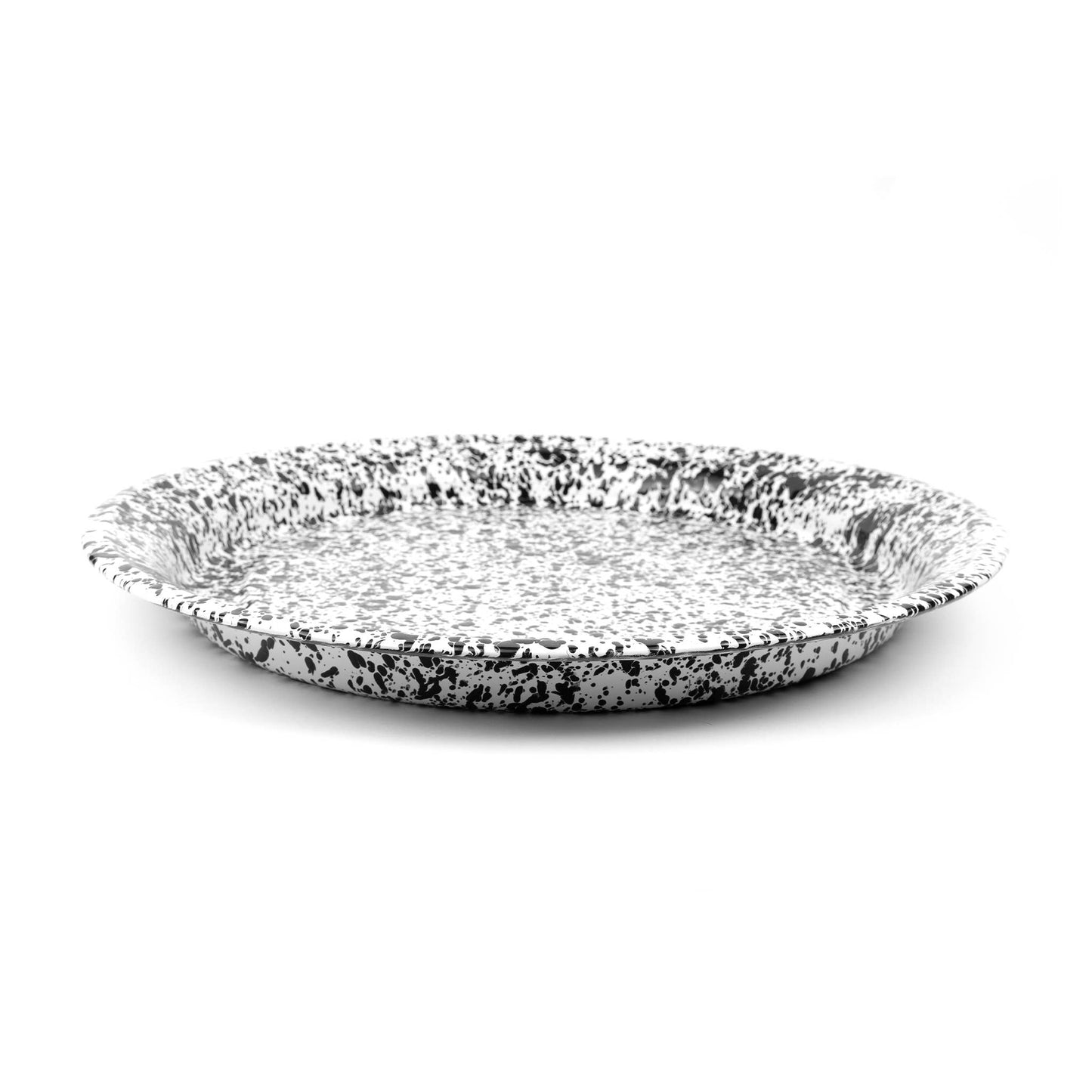 Splatter Enamelware Large Round Tray: Blue Splatter