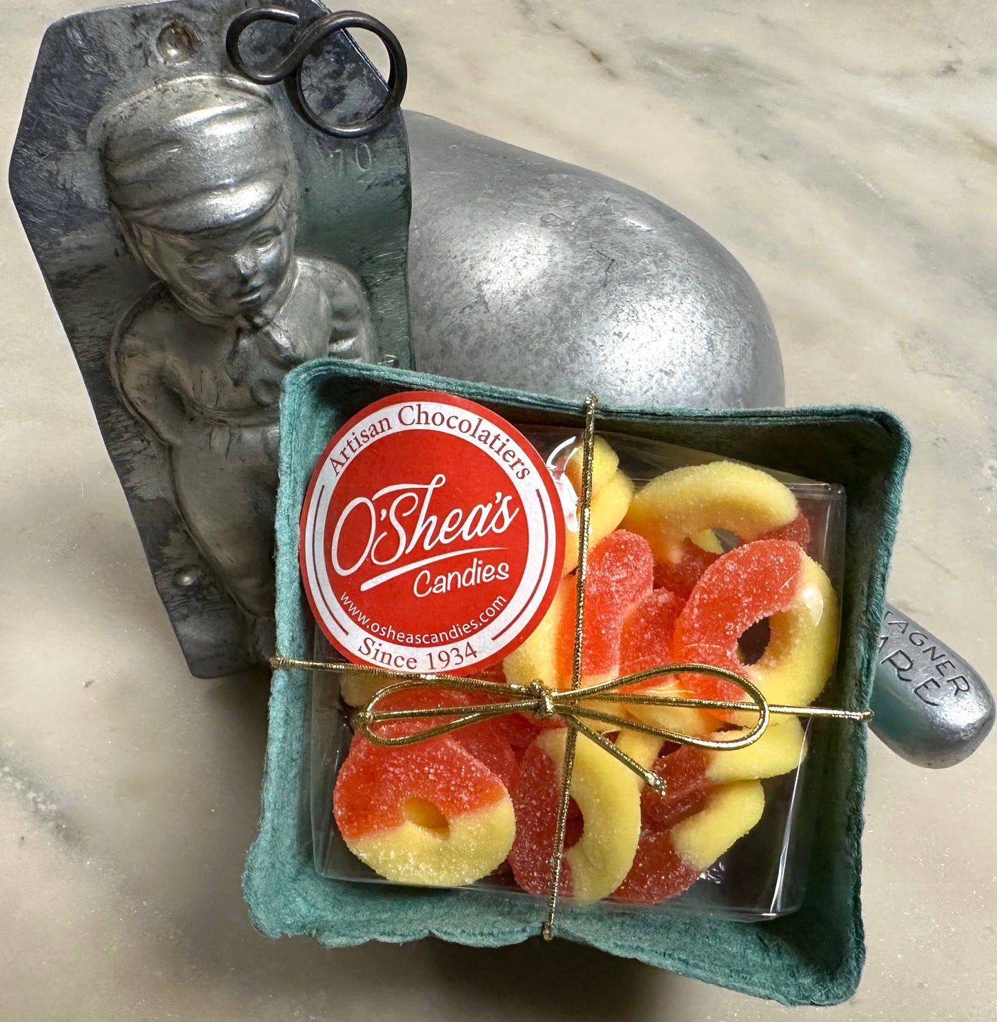 Farmer Market Style Gummy 🍑 “Peach Rings w/ Basket” 1/2LB 