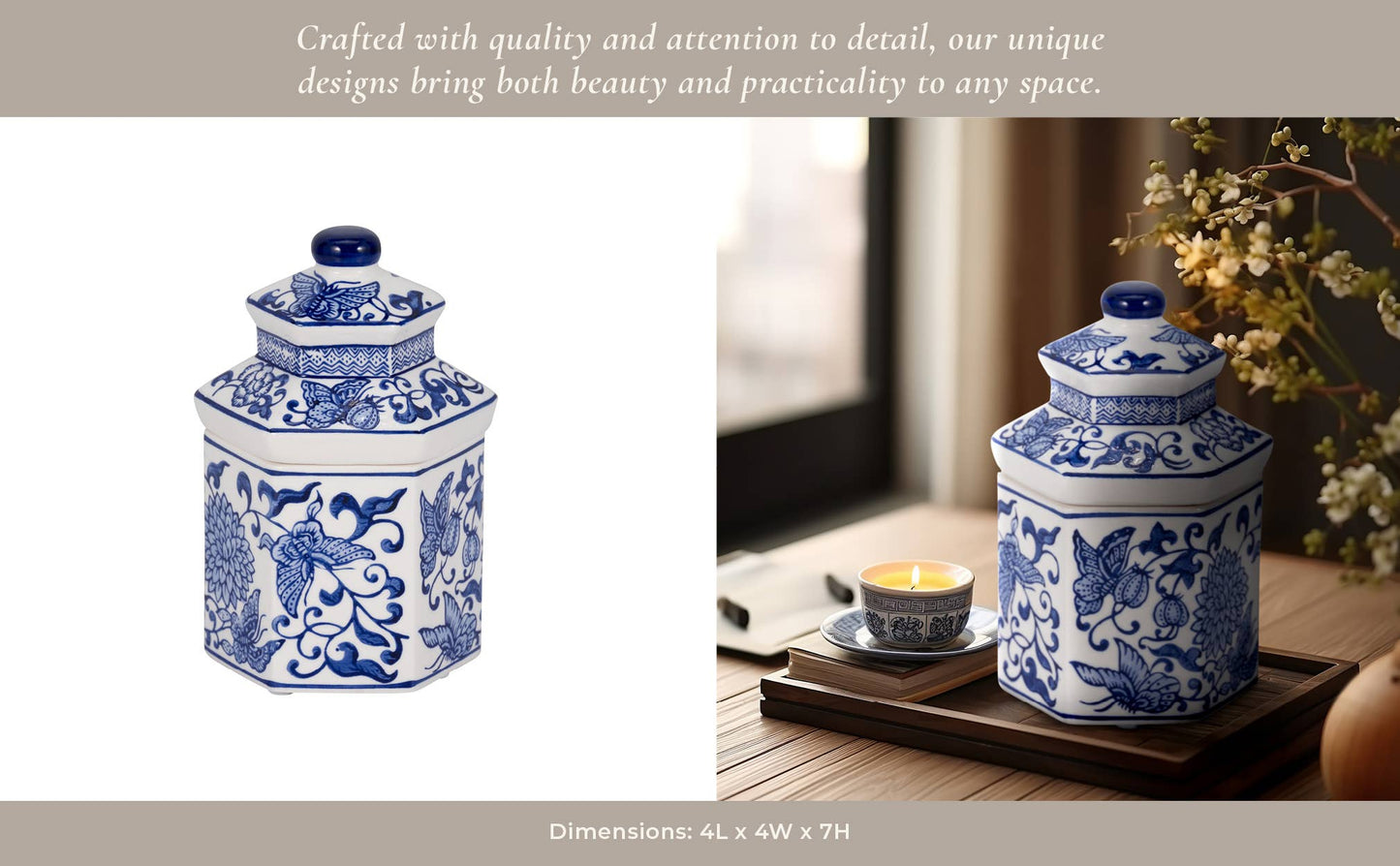 Ceramic Sandalwood Myrrh Chinoiserie Candle - Blue, 6 Oz