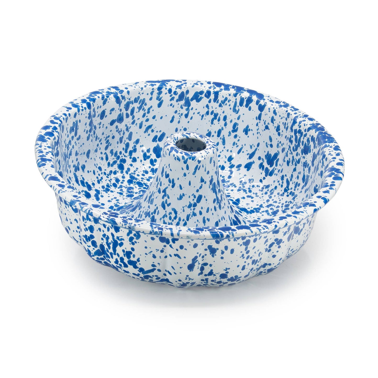 Splatter Enamelware Bundt Pan: Blue Splatter