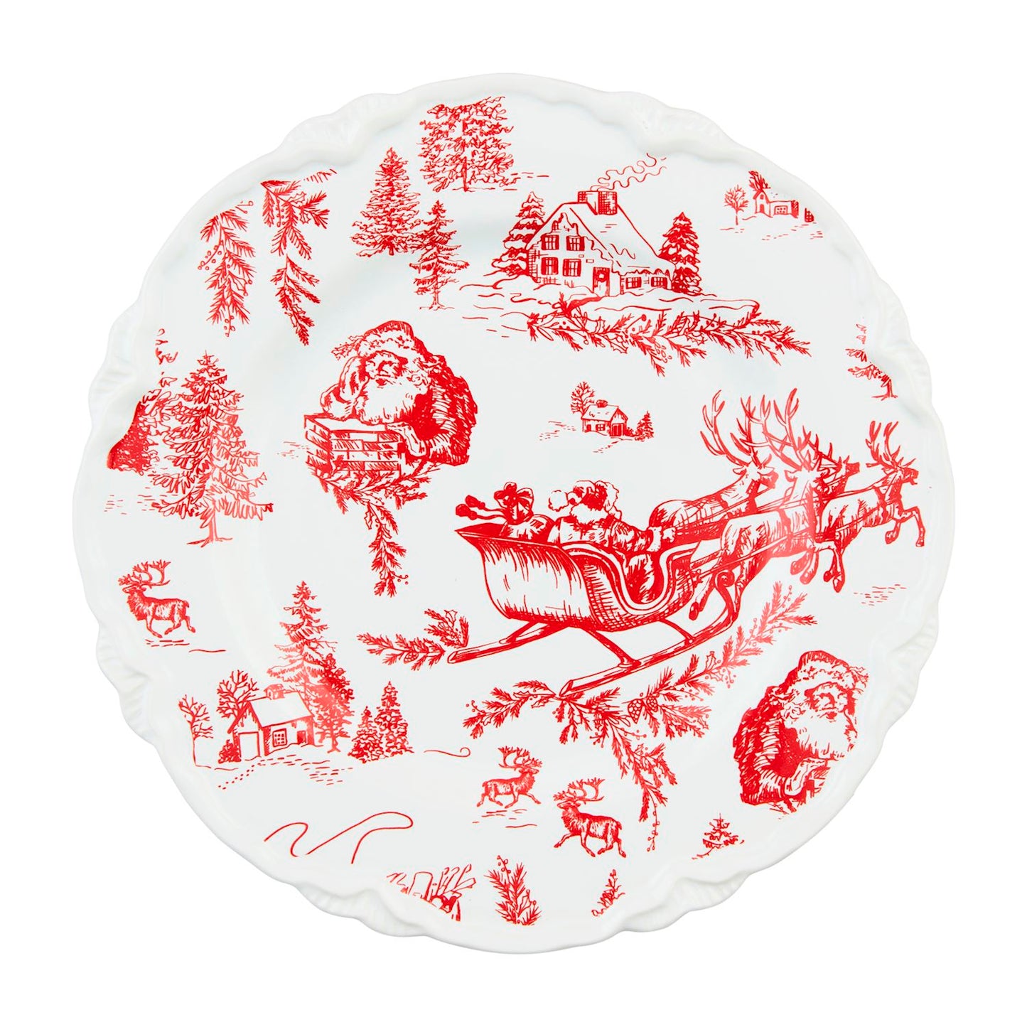 Mud Pie - Christmas Toile - Dessert Plate