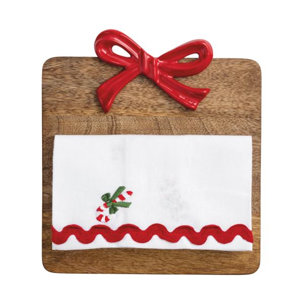 Mud Pie Bow Wood Square Board Set