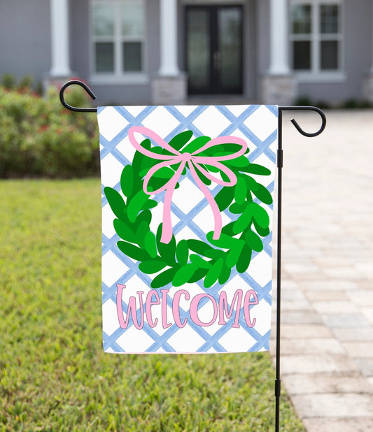 Navy Knot Easter Garden Flag Wreath
