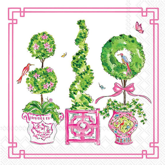 BI - Pack of 20 Paper Pink Topiaries Rosanne Beck - Cocktail Napkin