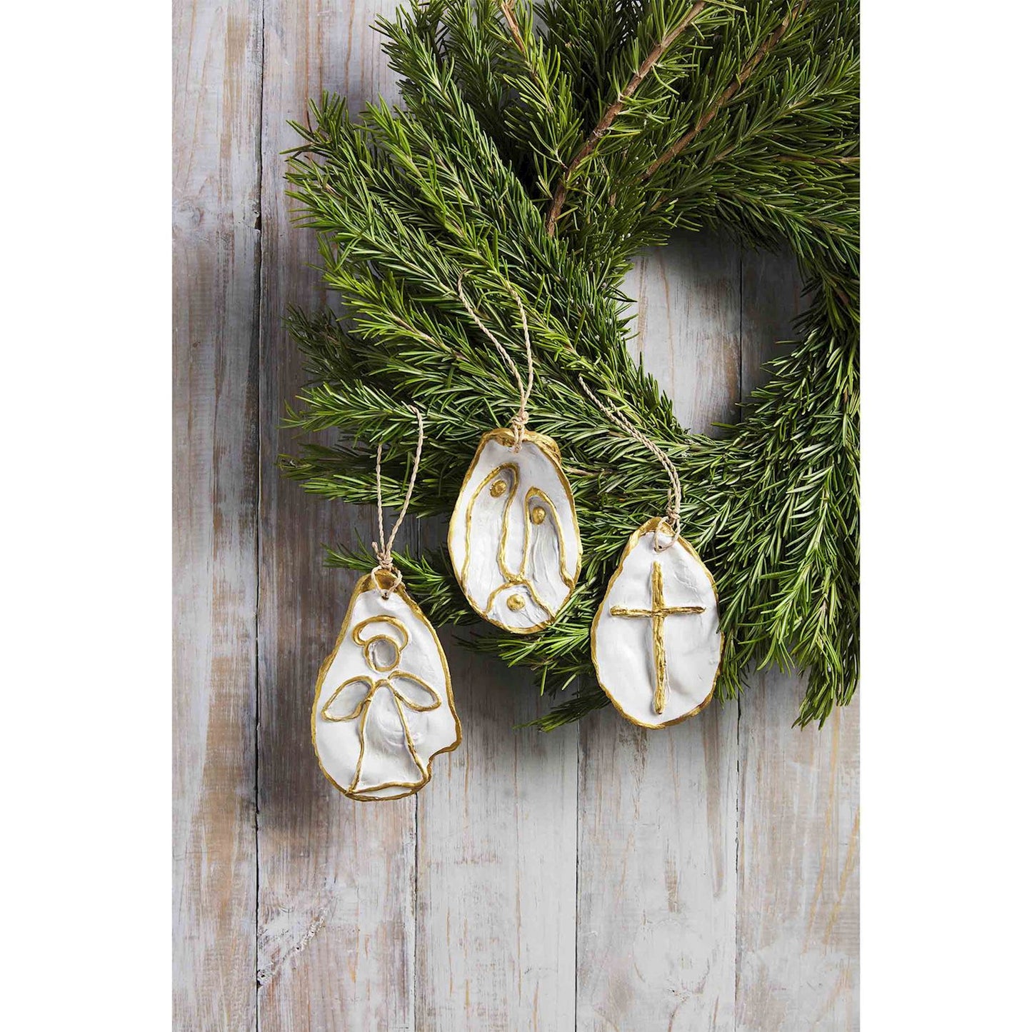 Mud Pie - Gold Nativity Family - Oyster Shell Ornament