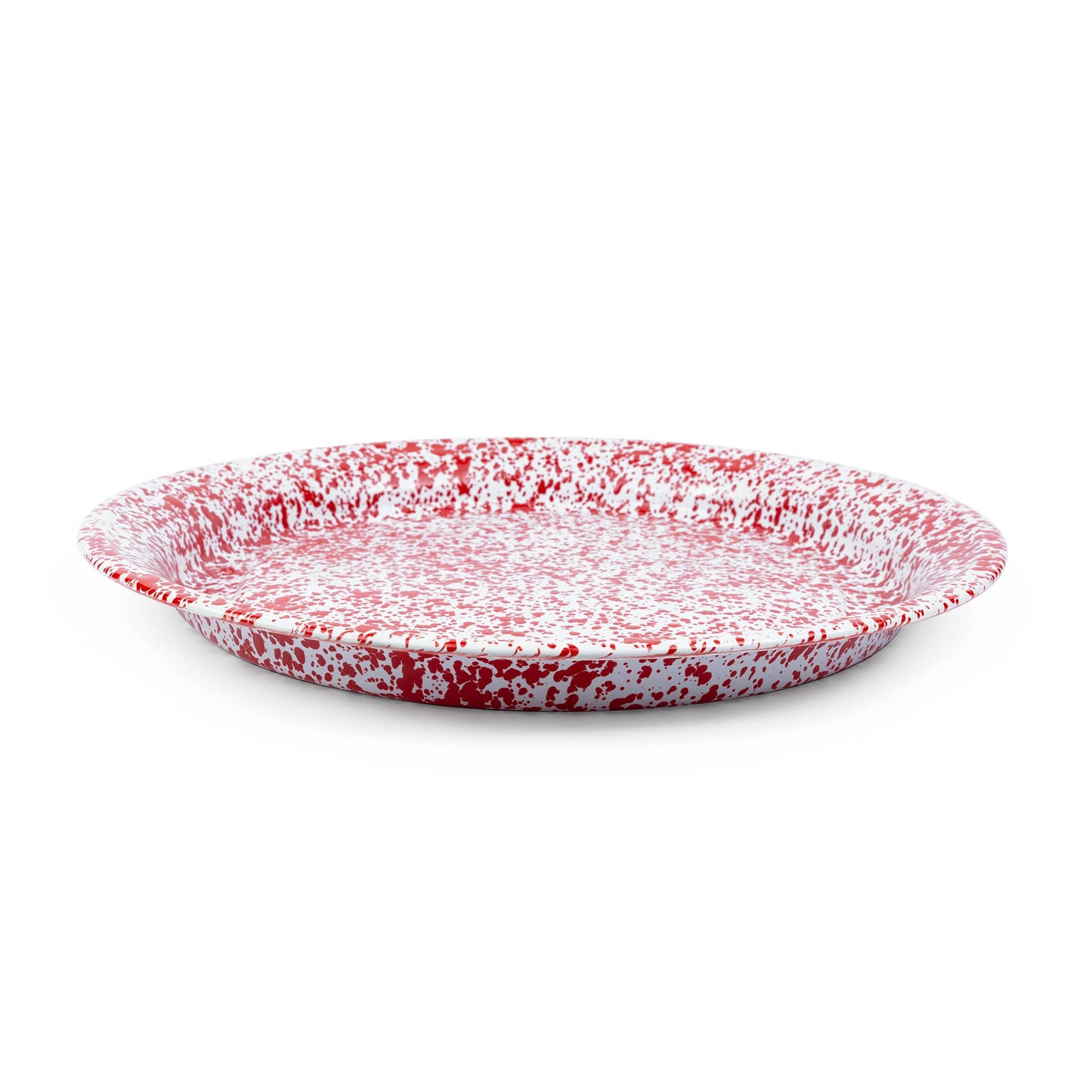 Splatter Enamelware Large Round Tray: Blue Splatter