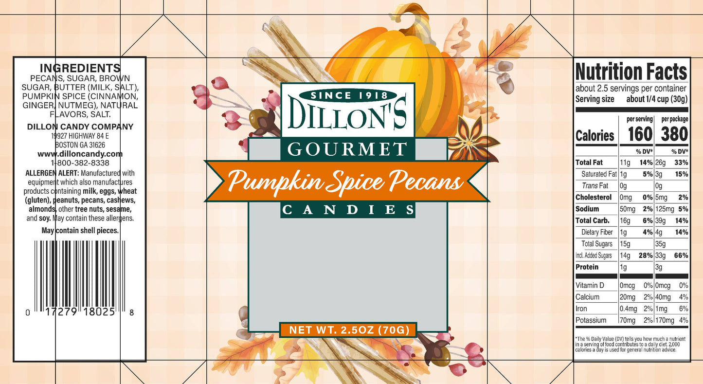 Pumpkin Spice Pecans, 2.5 oz Snack Tray (New): Large Display  18 Count