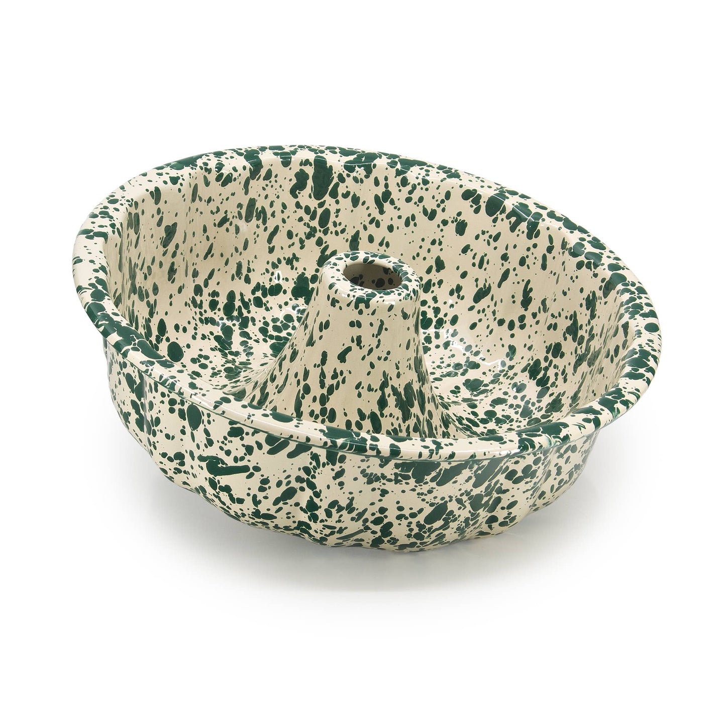 Splatter Enamelware Bundt Pan: Blue Splatter