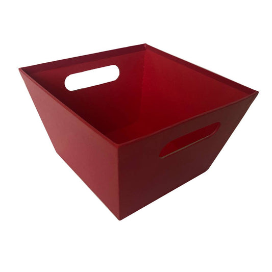 8" red square paperboard market tray embossed texture finish