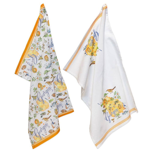 GA Georgia State Collection 28" Cotton Tea Towels Set Of 2