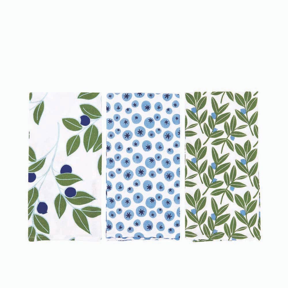 BLUEBERRY MEDLEY Cotton Kitchen Towels, Set of 3