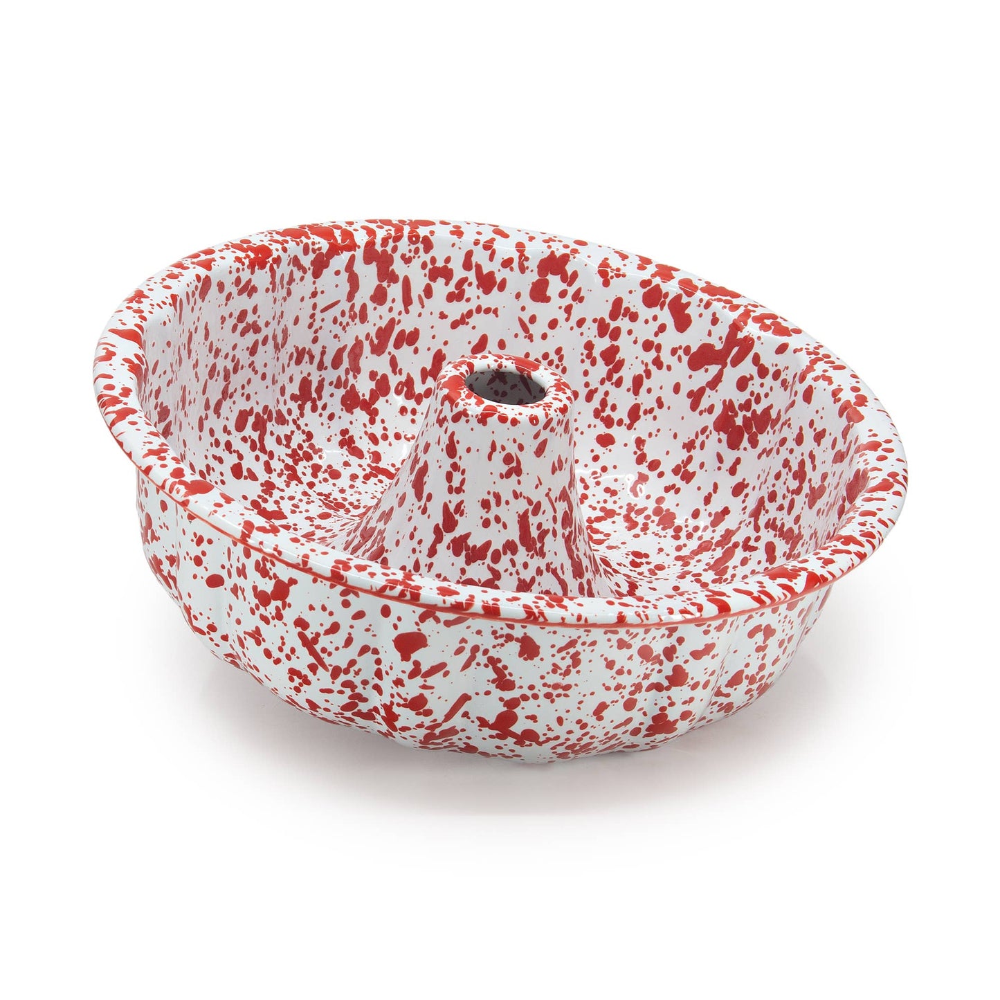 Splatter Enamelware Bundt Pan: Blue Splatter