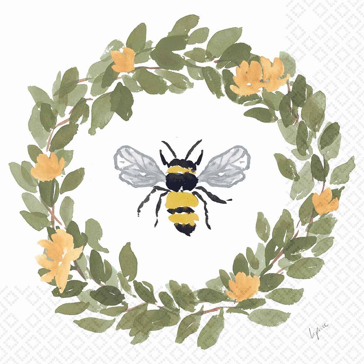 Paper Lunch Napkins 20 Ct Bee Wreath