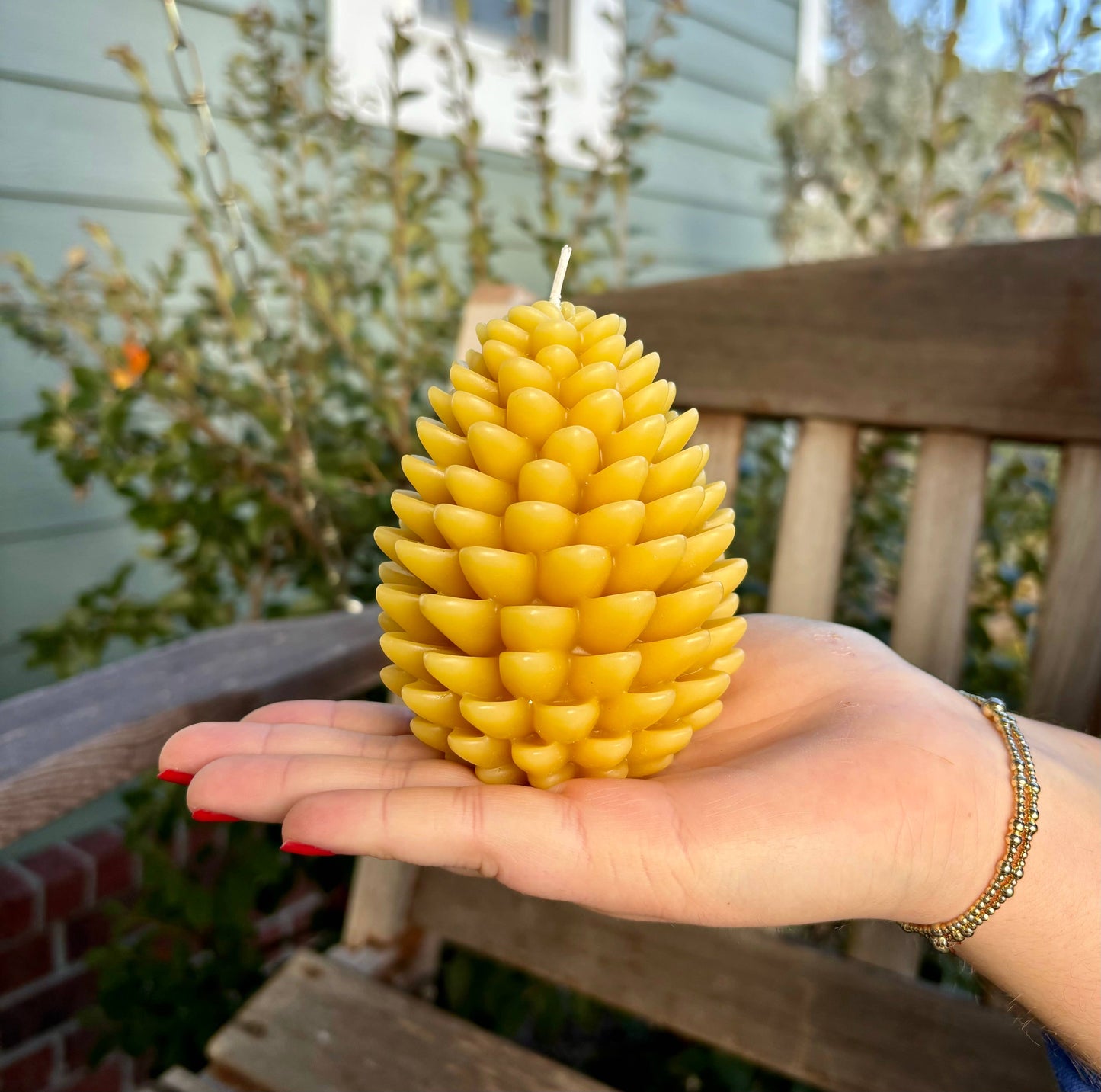 Large Beeswax Pine Cone Candle, Natural Bee Wax Candle